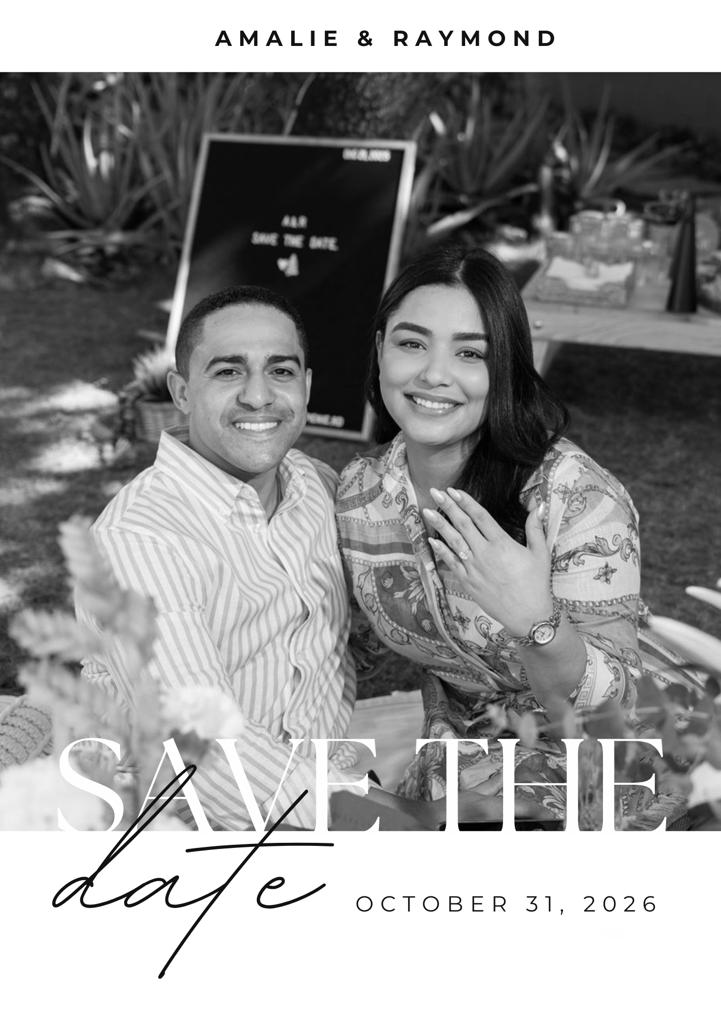 Save the Date — Amalie & Raymond, October 31, 2026